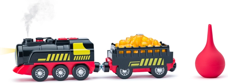 Electric locomotive with steam effect and freight wagon - 1 piece