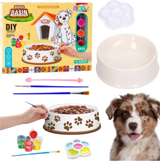 Kreativni komplet za barvanje pasje sklede, 6 delov