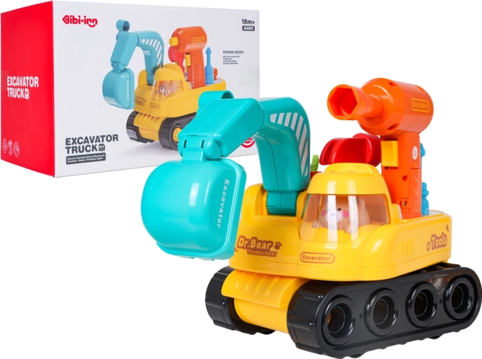 Multifunctional disassemblable children’s excavator with lights and sounds