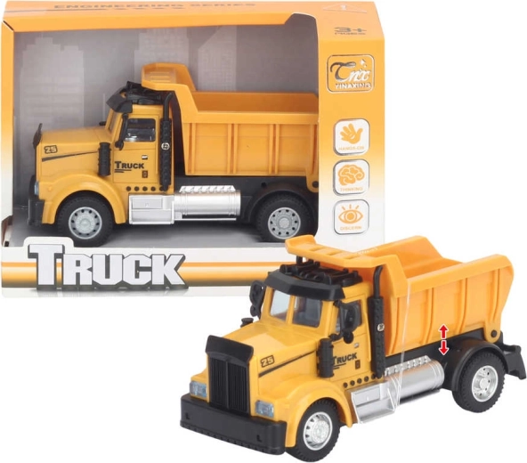 Children's dump truck 14 cm battery-operated with light and sound - 1 piece
