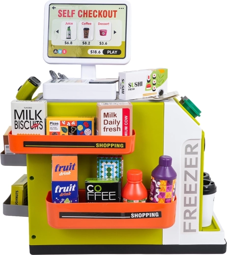 Samopostrežna blagajna z zvoki in plačilom s kartico