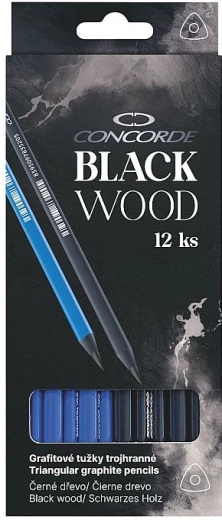 Grafitni svinčniki CONCORDE Black Wood HB, trikotni, 12 kos