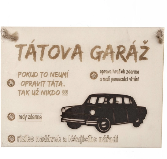 Lesena tabla »Očetova garaža« 28 × 21 cm