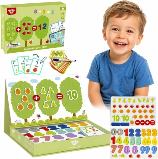Tooky Toy lesena magnetna montessori sestavljanka – matematična učna škatla (86 delov)