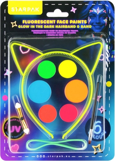 Glow-in-the-dark face paints with headband and elastic band