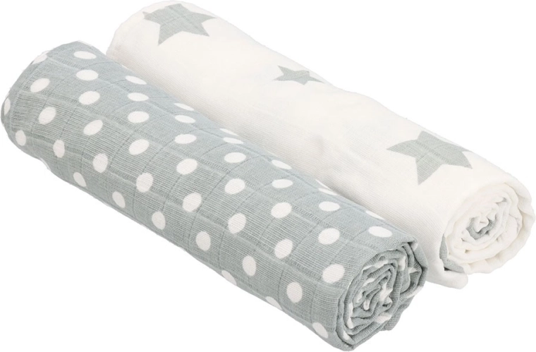 Bombažne tetra brisače New Baby Softy 90 × 110 cm, sivo-bele, 2 kosa