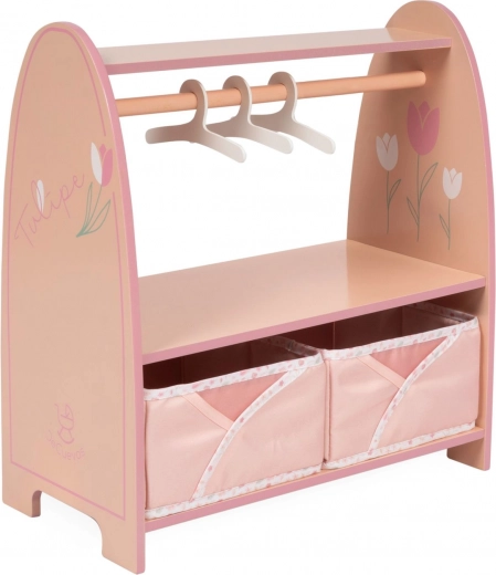 Leseni garderobni obešalnik za oblačila za punčke TULIPE