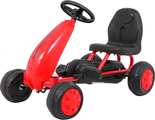 Otroški pedalni gokart z verižnim pogonom in gumijastimi kolesi – Rdeča