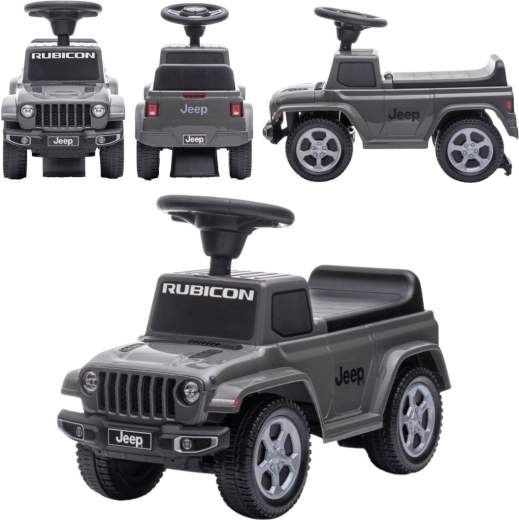 Otroški poganjalec Jeep Rubicon s hupo in zvoki motorja, siv