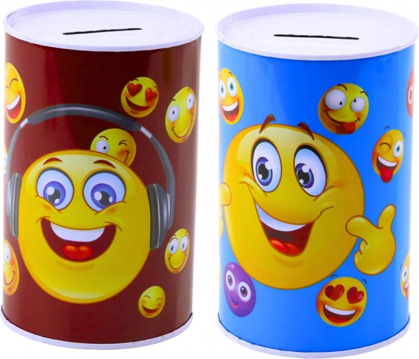 Kovinska hranilnica Emotikoni modra in rjava