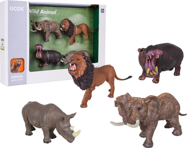 Set of realistic wild animal figurines (4 pcs)