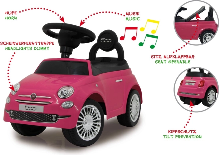Jamara poganjalec in hojica Fiat 500 2v1 rožnata