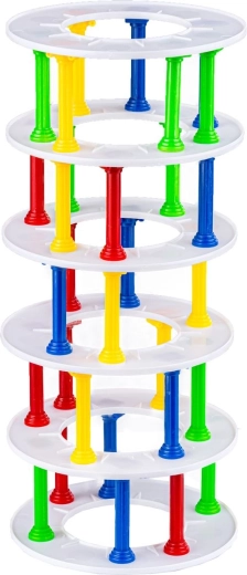 A tall multi-level tower for a tense game