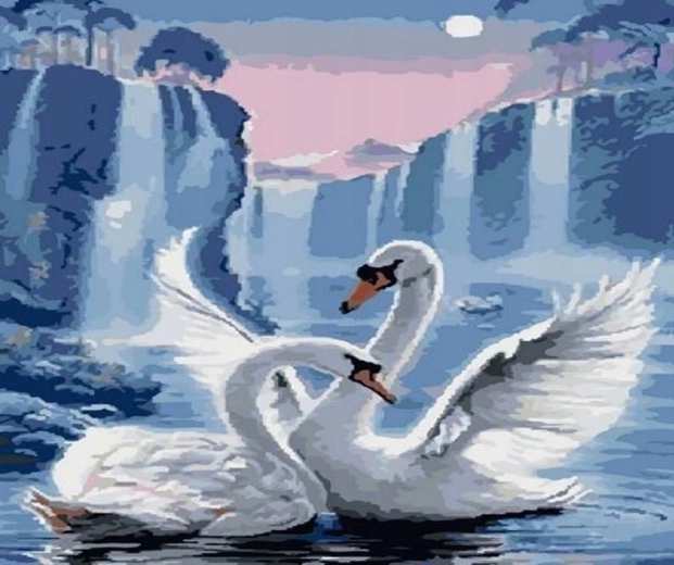 Norimpex Slikanje po številkah Par labodov 40 × 50 cm