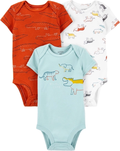 Carter’s dojenčkov body s kratkimi rokavi Dino, 3 kosi, vel. 56 (NB)