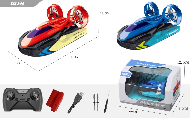 RC hovercraft 2-in-1 remote-controlled 14.2 cm - blue