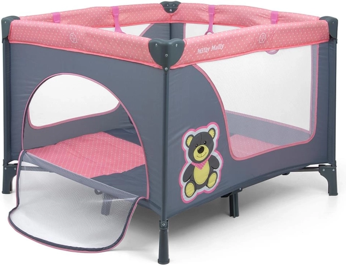 Otroška zložljiva stajica MILLY MALLY Fun Pink Bear