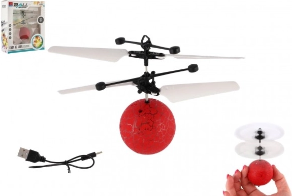 Leteča helikopterska žoga s senzorjem gibanja, svetleča, USB polnjenje – rdeča