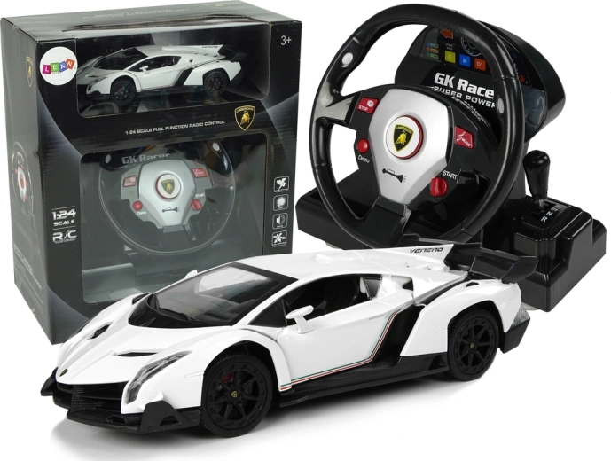 Remote-Controlled Lamborghini Veneno White 2.4G steering wheel remote Sound lights