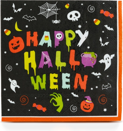Halloweenski papirnati prtički Happy Halloween, 33 × 33 cm, 16 kosov