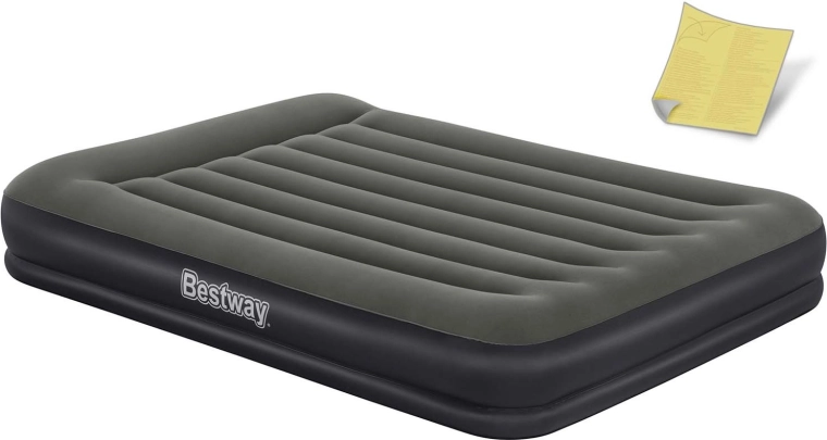 Dvojna napihljiva vzmetnica BESTWAY 203 × 152 × 36 cm z velurjem prevlečeno površino