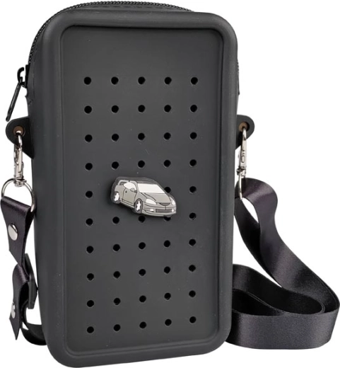 Silikonska crossbody torbica Gifty črna z okrasnim pinom
