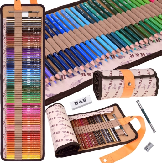 Risarske barvice H&B – komplet 72 barv v rolo etuiju