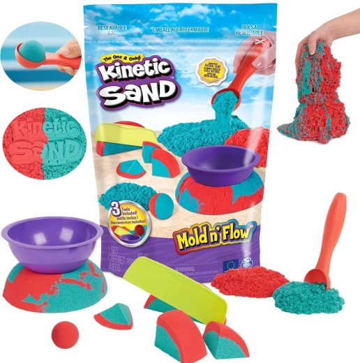 Kinetic Sand Mold 'n Flow kinetični pesek z 2 barvama in 3 dodatki