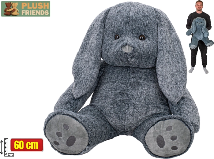 Plišasti sedeči zajček 60 cm siv Plush Friends