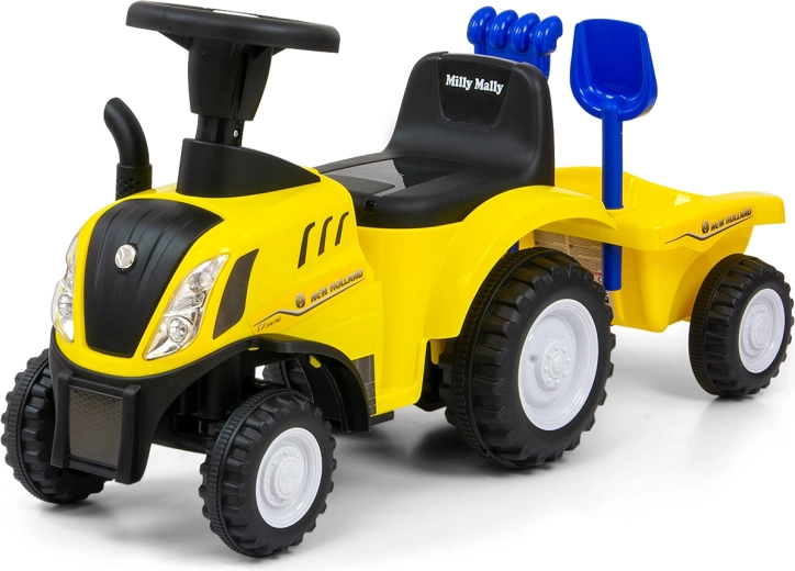Milly Mally otroški poganjalec traktor New Holland T7 z zložljivo prikolico, rumen