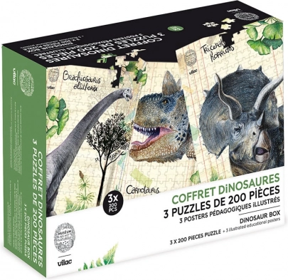 Vilac komplet treh sestavljank z dinozavri