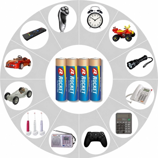 Rocket alkaline AA batteries 1.5 V – pack of 180 pcs (45×4)