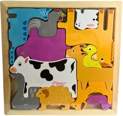 Lesene puzzle – domače živali