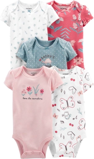 Dekliški bodiji s kratkimi rokavi CARTER'S Pinkblue LBB 5 kosov – PRE
