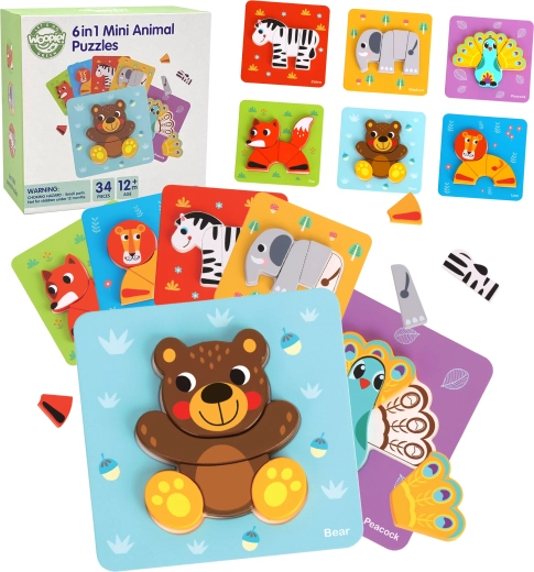 Lesene živalske puzzle WOOPIE GREEN Montessori, FSC
