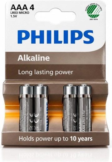 Alkalne baterije Philips AAA LR03 1,5 V, 4 kosi