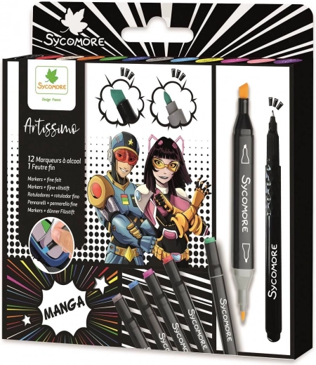 Artissimo dvostranski alkoholni flomastri za MANGA – komplet 10+1