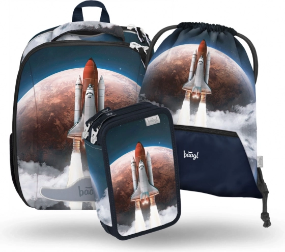 Baagl šolski set Space Shuttle: torba, peresnica, vrečka