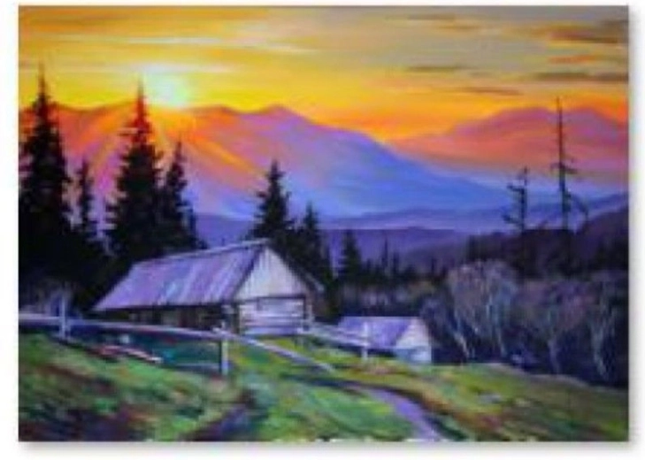 Diamantno slikanje – gore ob sončnem zahodu 40 × 30 cm