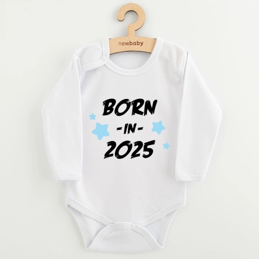 Otroško bodi s potiskom New Baby Born in 2025, modro
