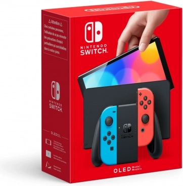 Nintendo Switch OLED model v neonsko modri in rdeči barvi