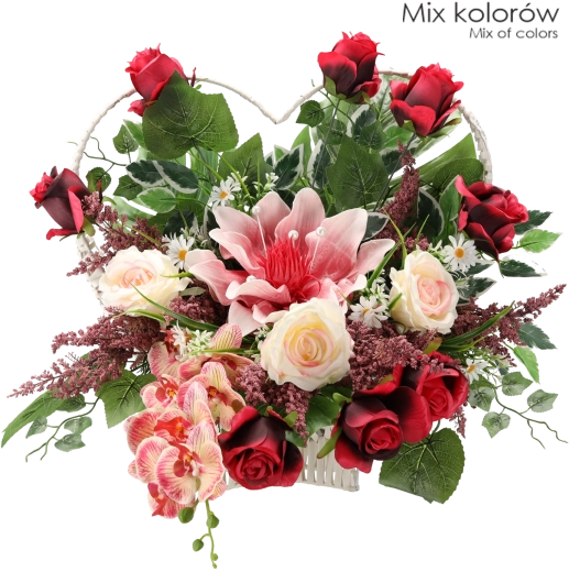 Rich combination of roses, accent flowers and greenery
