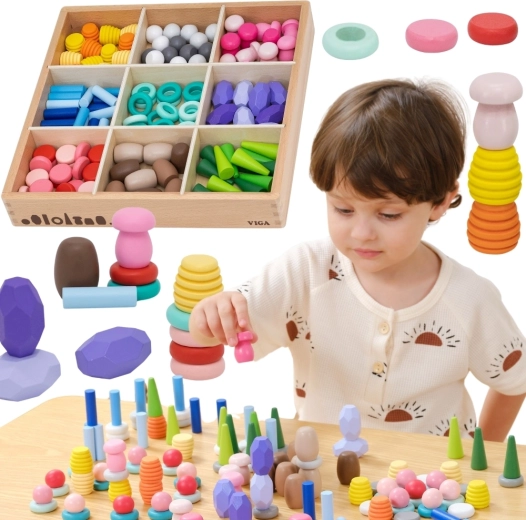 VIGA lesena montessori sestavljanka Nature Treasures 141 kosov