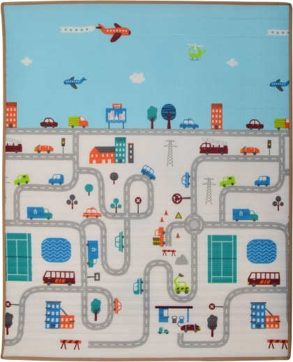 Humbi dvostranska penasta podloga za otroke Uličice in živalice 150 × 180 × 2 cm