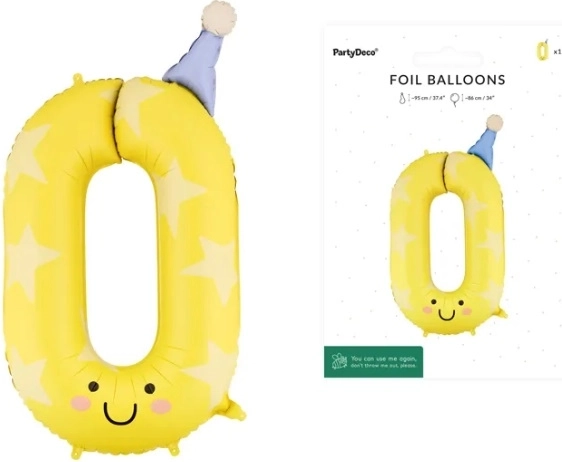 Folijski balon številka 0 rumen 86 cm