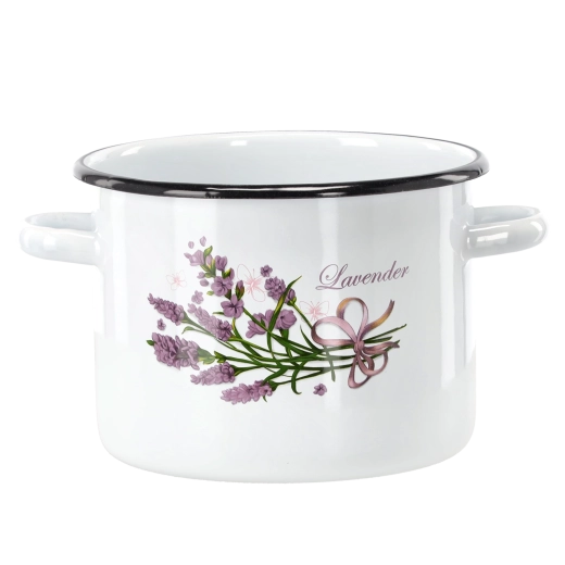 Emajliran lonec 4,5 l (20 cm) bel z motivom sivke