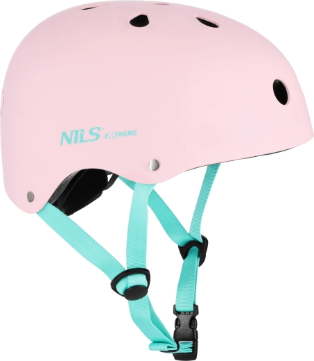 Roza čelada NILS Extreme za rolerje, kolo in skiro – M (55–58 cm)
