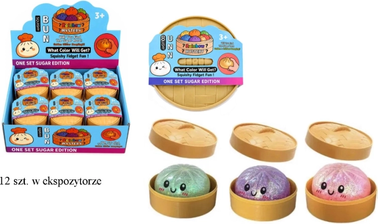 Bleščeč squishy antistresni stiskač v obliki cmoka (dumpling)
