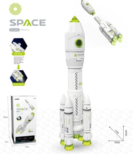 Vesoljska raketa z astronavtom – dim, svetloba in zvok