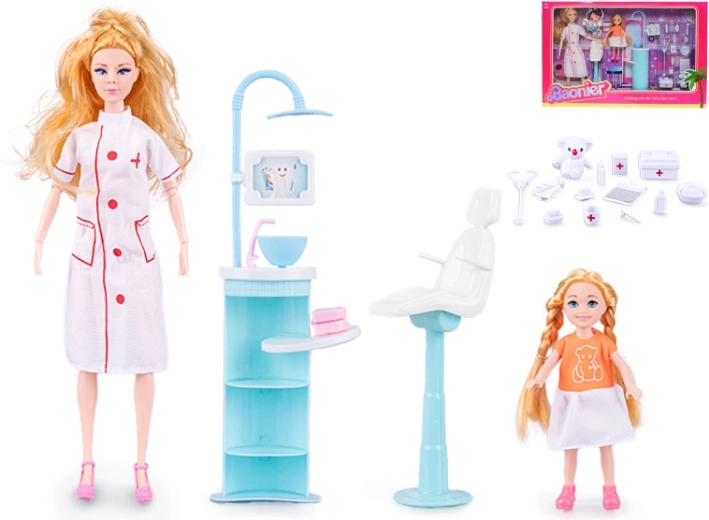 Punčka zdravnica z malo pacientko 29 cm